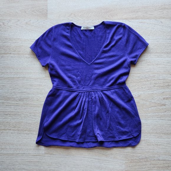 EUC Maria Di Ripabianca Made in Italy Cashmere Peplum Top V-Neck Purple - Picture 5 of 8